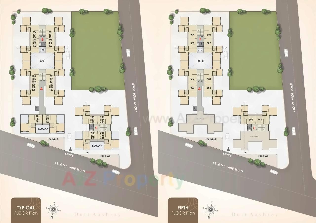 Layout of real estate project Dutt Aashray located at Undera, Vadodara, Gujarat