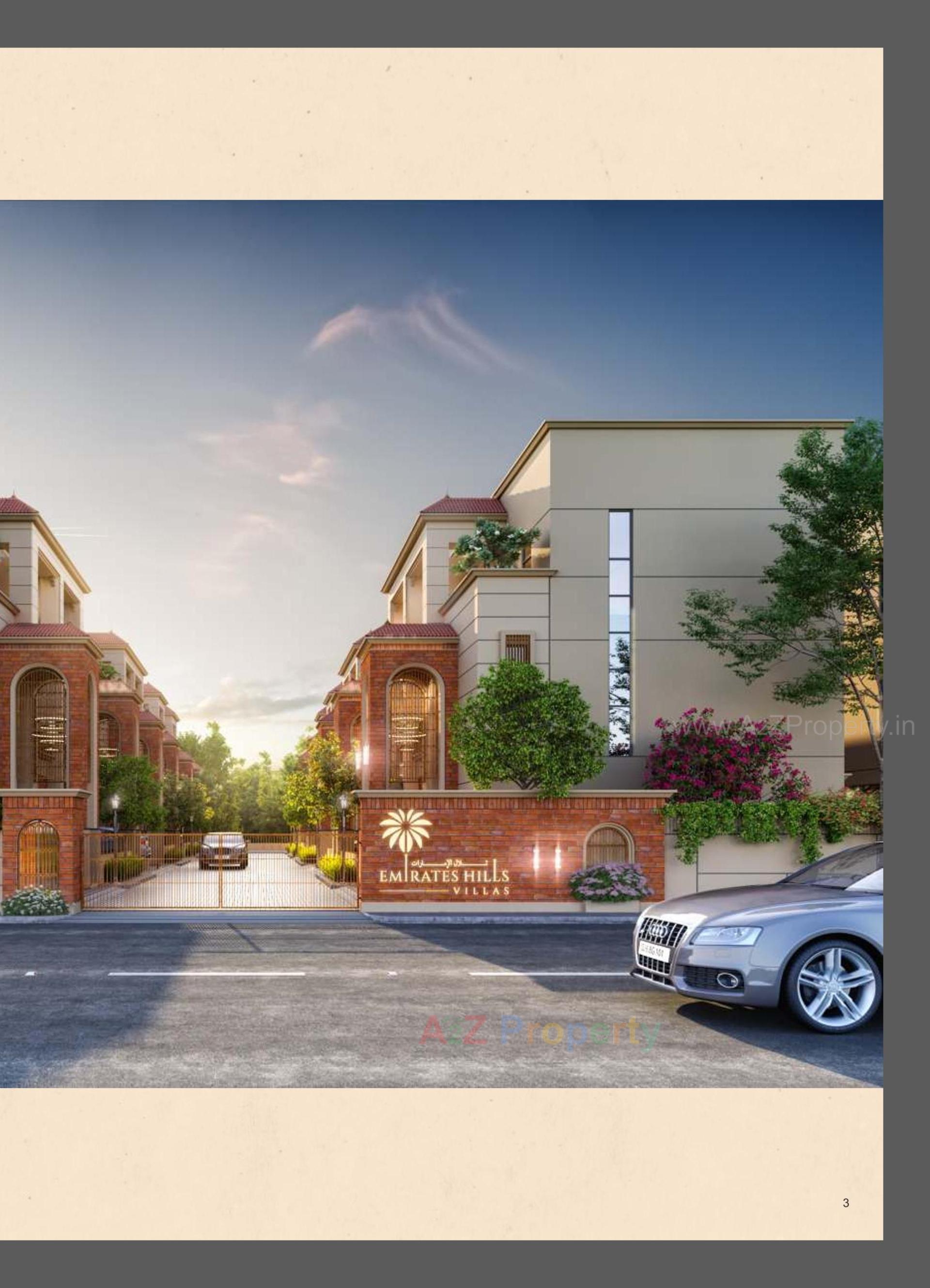 3D Elevation of real estate project Emirates Hills Villas located at Tandalja, Vadodara, Gujarat
