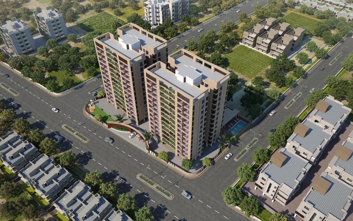 Top View Tower A B of real estate project Empire Flora located at Savli, Vadodara, Gujarat
