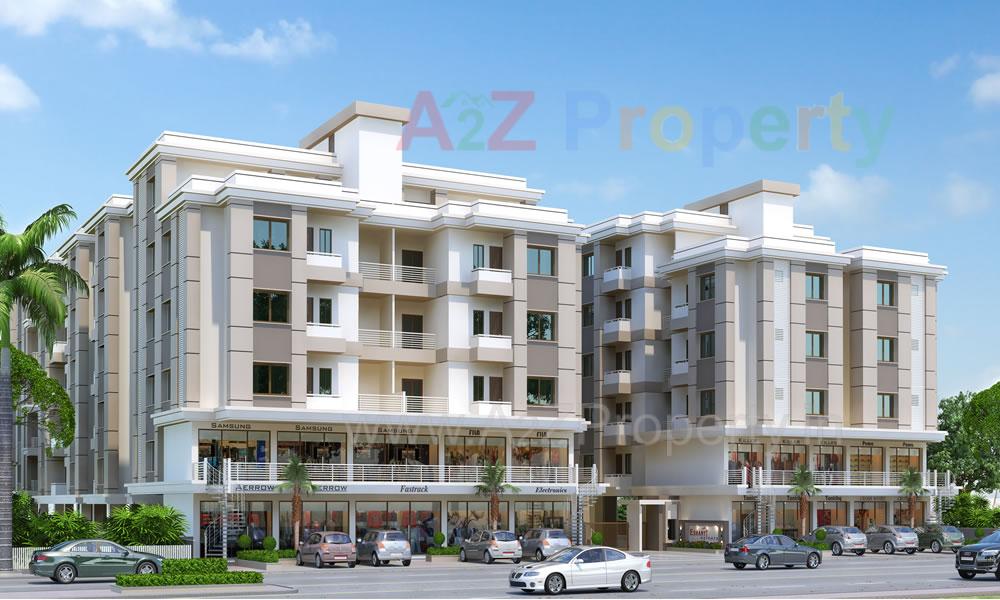 3D Elevation of real estate project Eshanti Heights located at Sayajipura, Vadodara, Gujarat