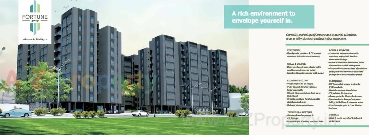 3D Elevation of real estate project Fortune Skyline located at Kalali, Vadodara, Gujarat
