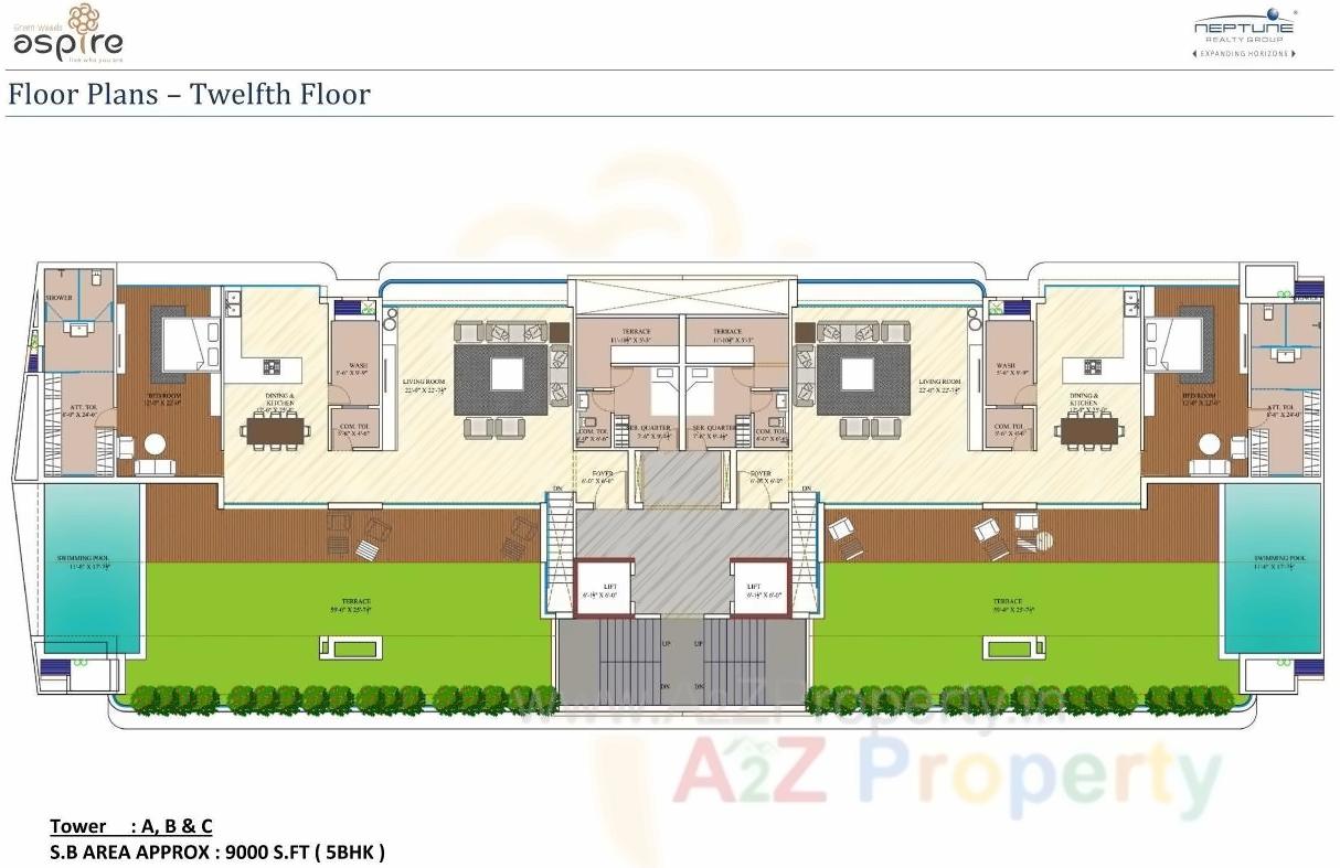 Layout of real estate project Greenwoods Aspire located at Subhanpura, Vadodara, Gujarat