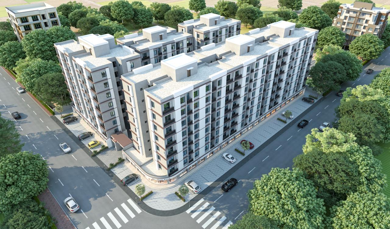 Elevation Bird View of real estate project Hari Darshan Palace located at Makarpura, Vadodara, Gujarat