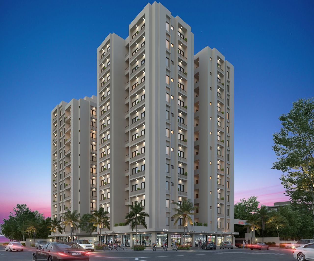 Night of real estate project Hari Darshan Sky located at Chhani, Vadodara, Gujarat