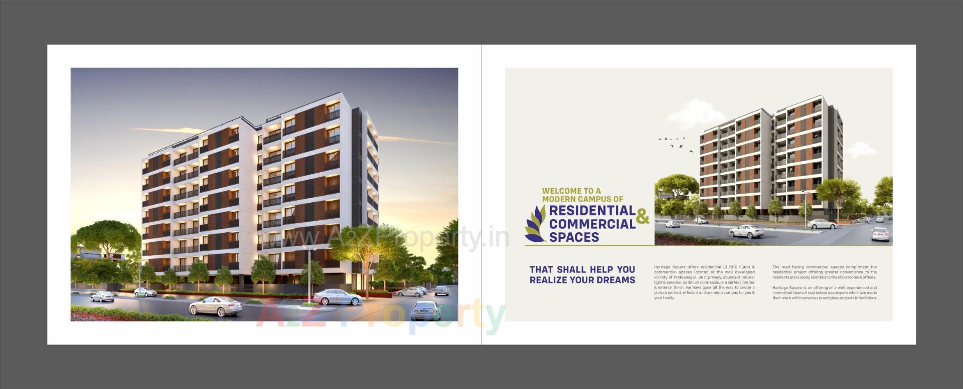 3D Elevation of real estate project Heritage Square located at Kasba, Vadodara, Gujarat