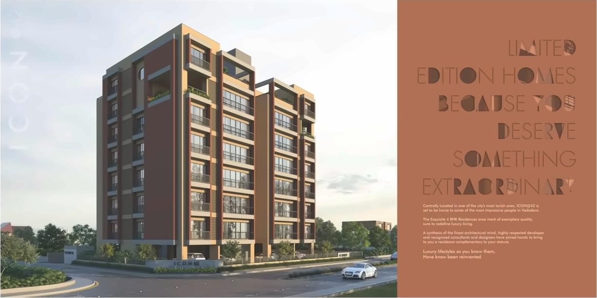 3D Elevation of real estate project Icon@42 Alkapuri located at Kasba, Vadodara, Gujarat