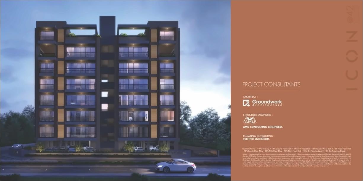 3D Elevation of real estate project Icon@42 Alkapuri located at Kasba, Vadodara, Gujarat