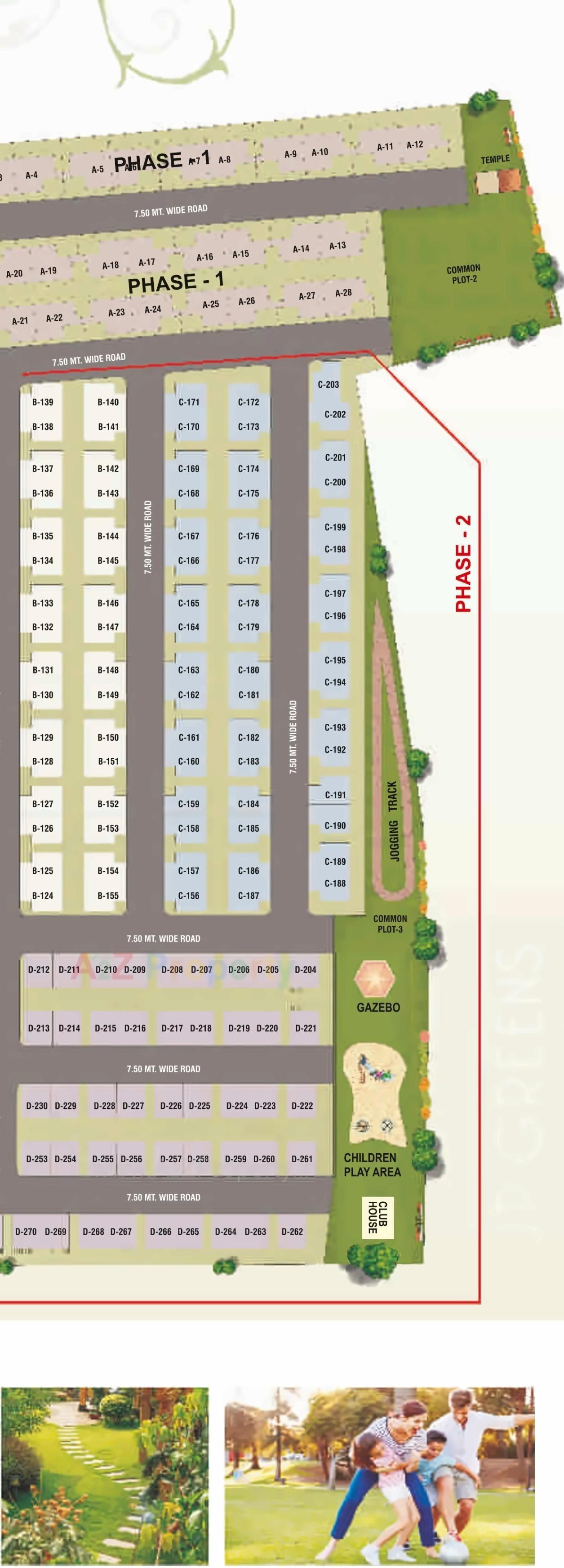 Layout of real estate project J P Greens located at Shripor-timbi, Vadodara, Gujarat