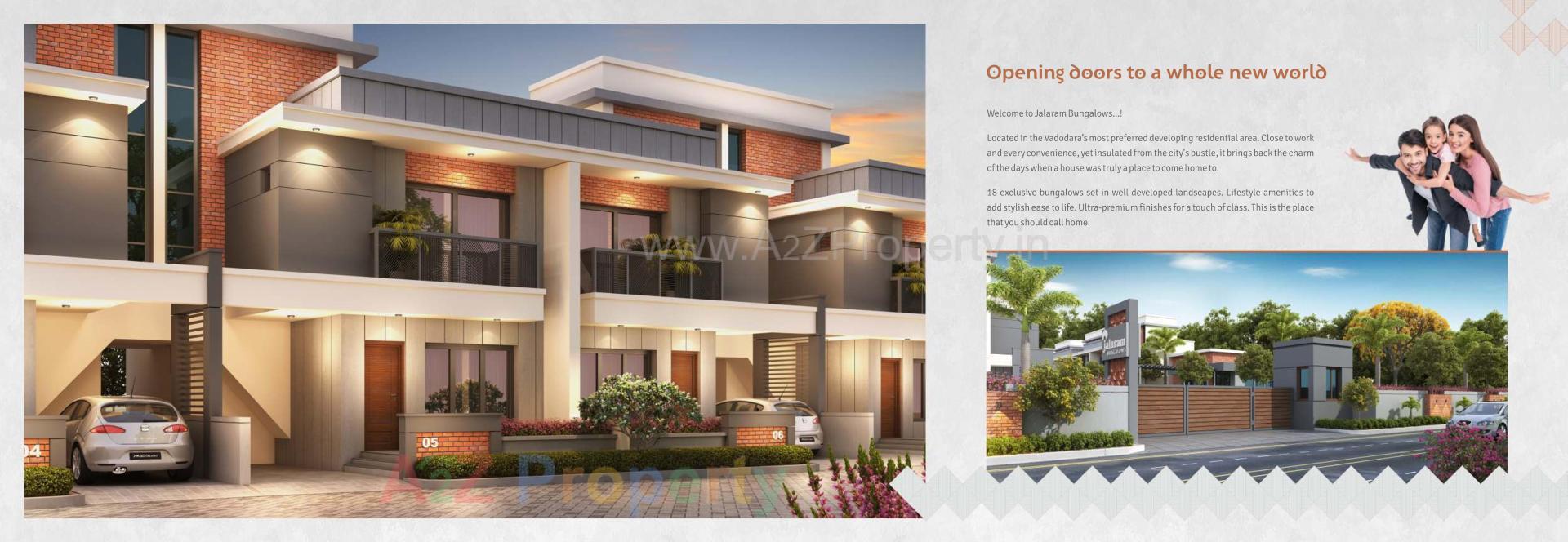 3D Elevation of real estate project Jalaram Bungalows located at Kapurai, Vadodara, Gujarat