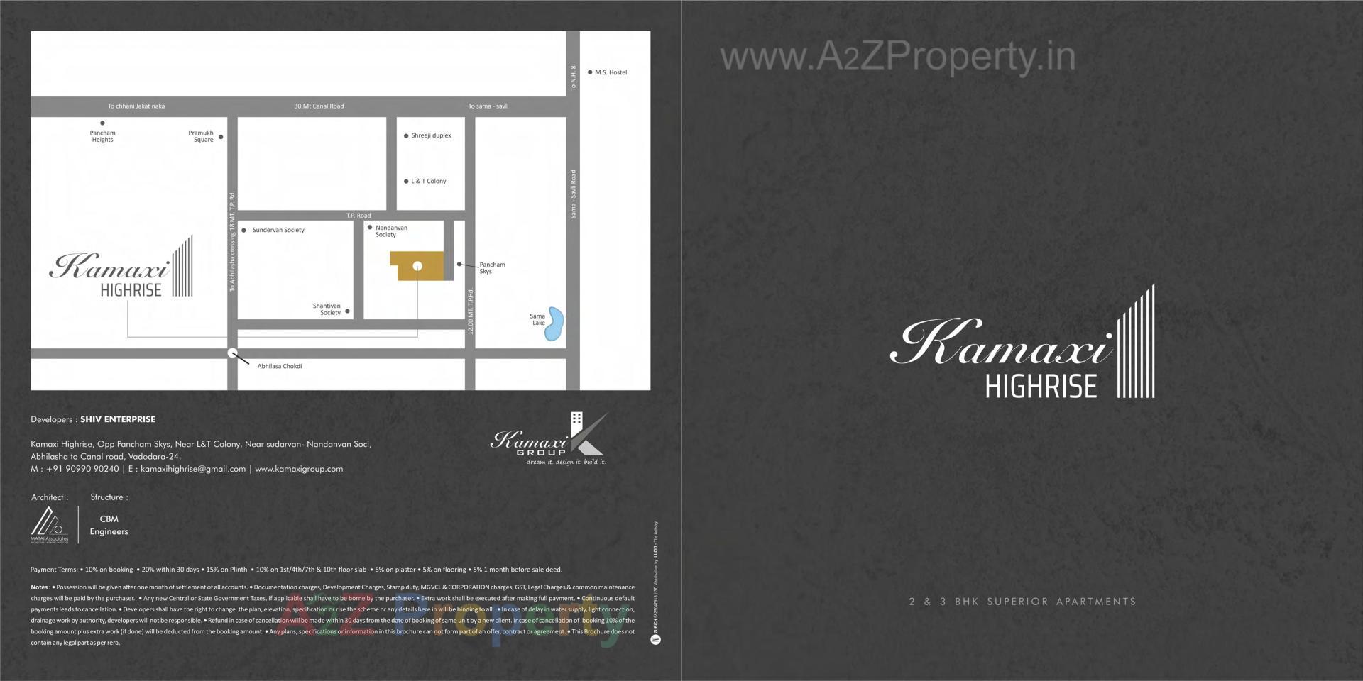 Layout of real estate project Kamaxi Highrise located at Sama, Vadodara, Gujarat