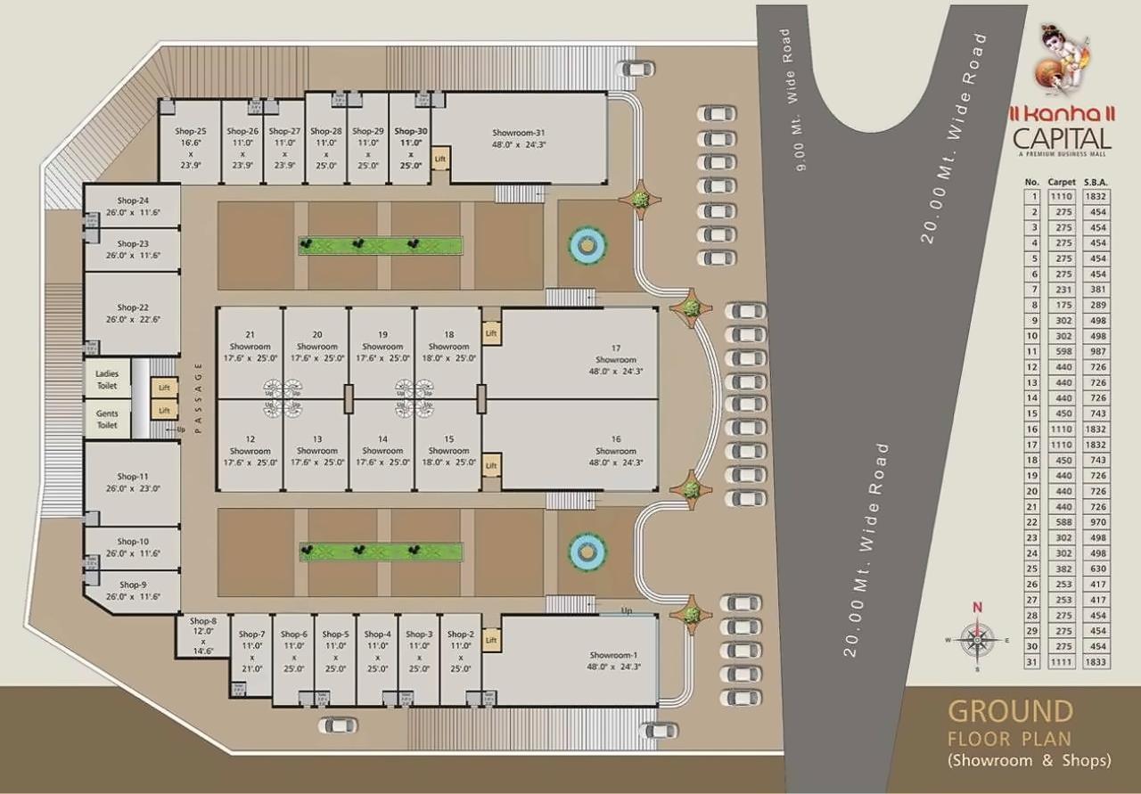 Layout of real estate project Kanha Capital located at Kasba, Vadodara, Gujarat