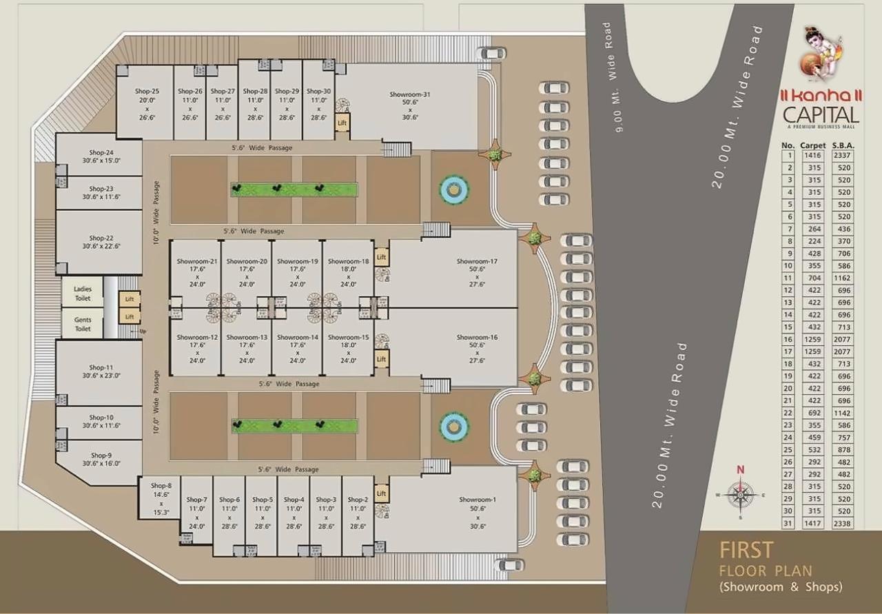 Layout of real estate project Kanha Capital located at Kasba, Vadodara, Gujarat