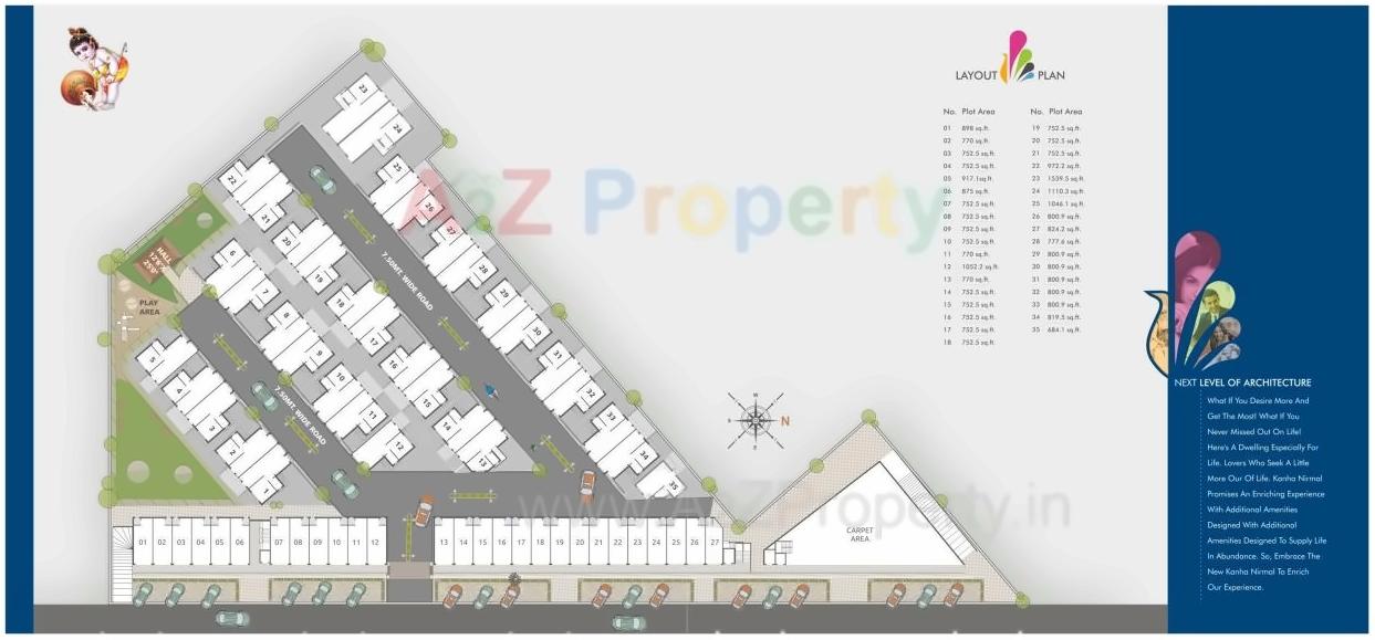 Layout of real estate project Kanha Nirmal located at Tarsali, Vadodara, Gujarat