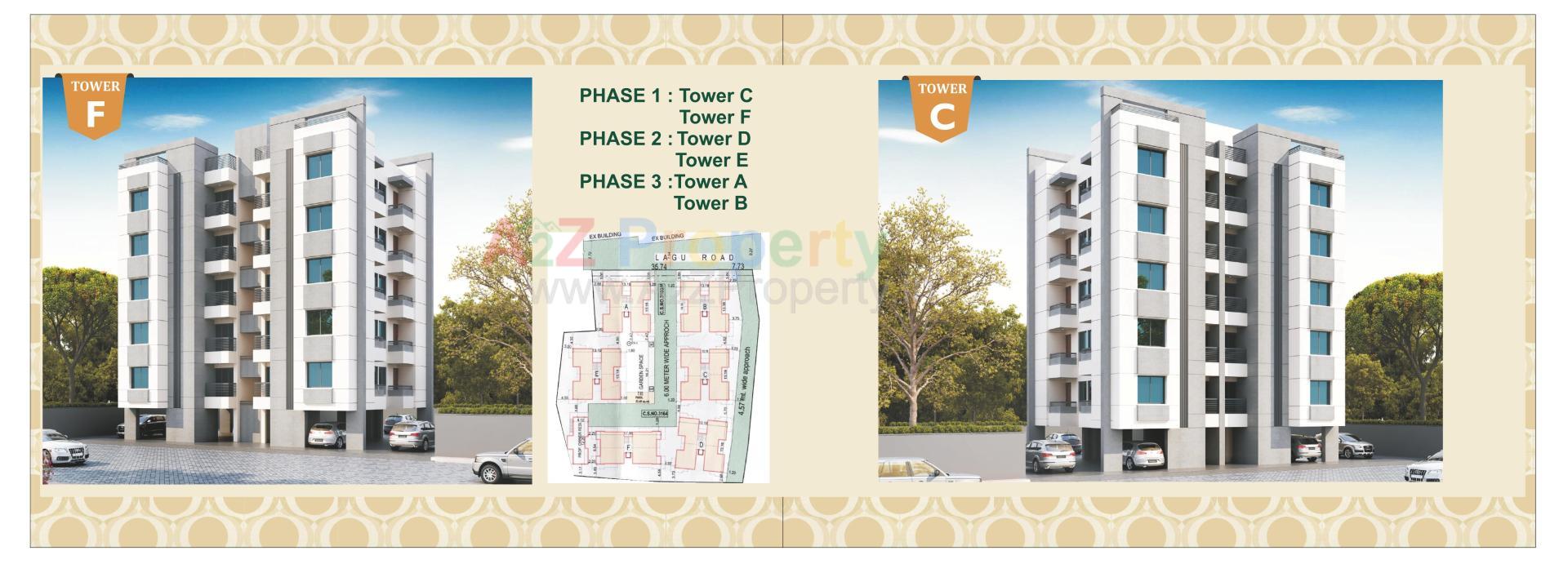 3D Elevation of real estate project Karmaa Residency located at Kasba, Vadodara, Gujarat
