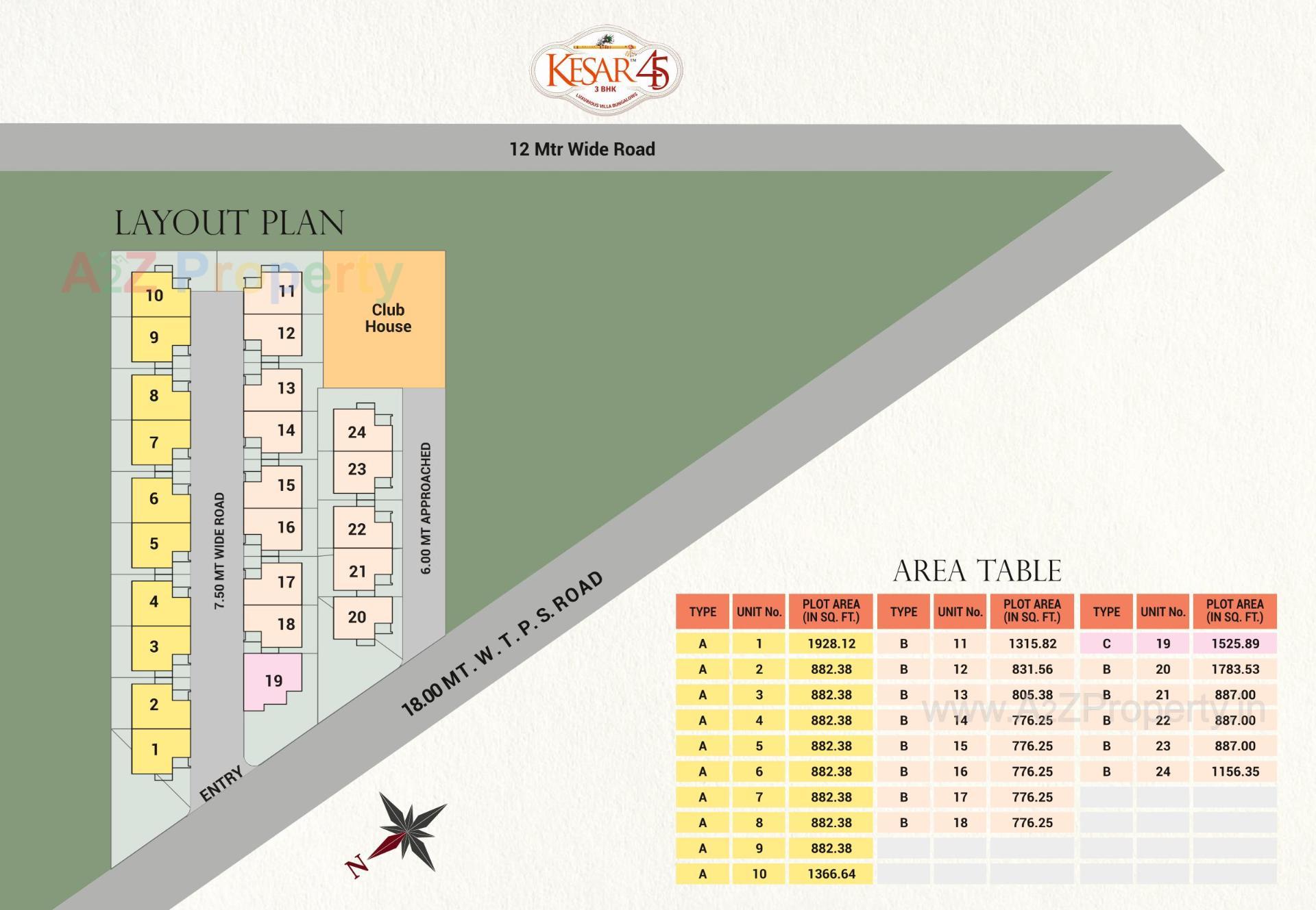 Layout of real estate project Kesar located at Kapurai, Vadodara, Gujarat