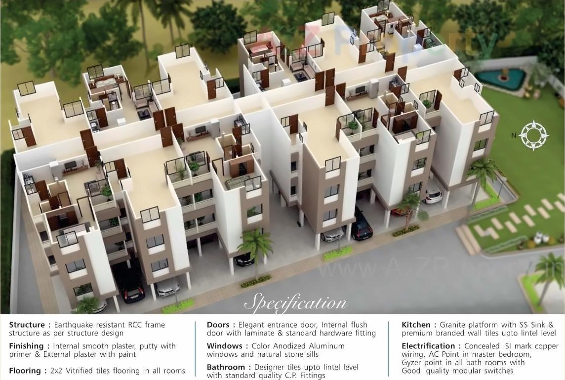 3D Elevation of real estate project Krishna Residency located at Kapurai, Vadodara, Gujarat