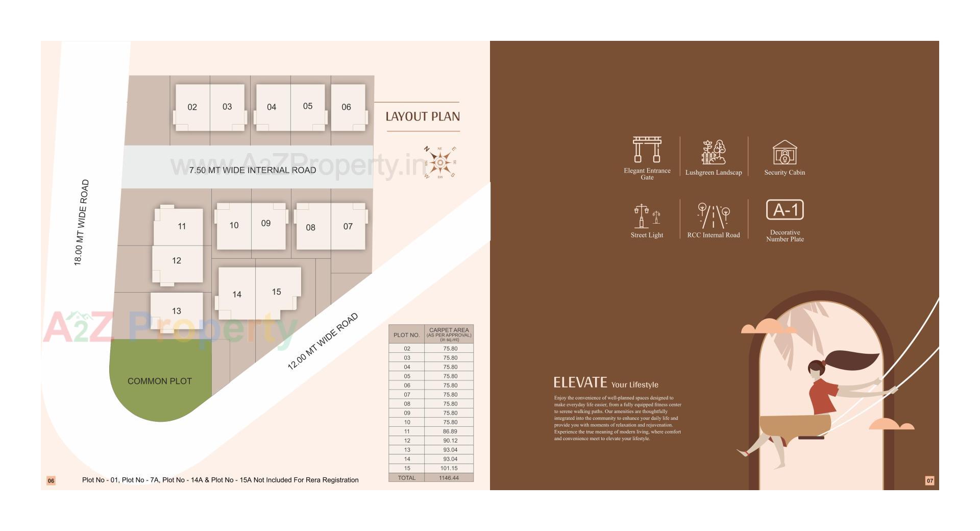 Layout of real estate project Krishna Upvan located at Varnama, Vadodara, Gujarat