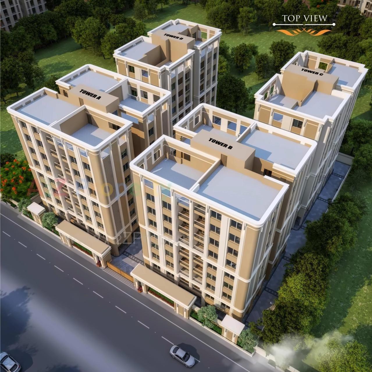 3D Elevation of real estate project Krishnam Airwings located at Vadodara, Vadodara, Gujarat