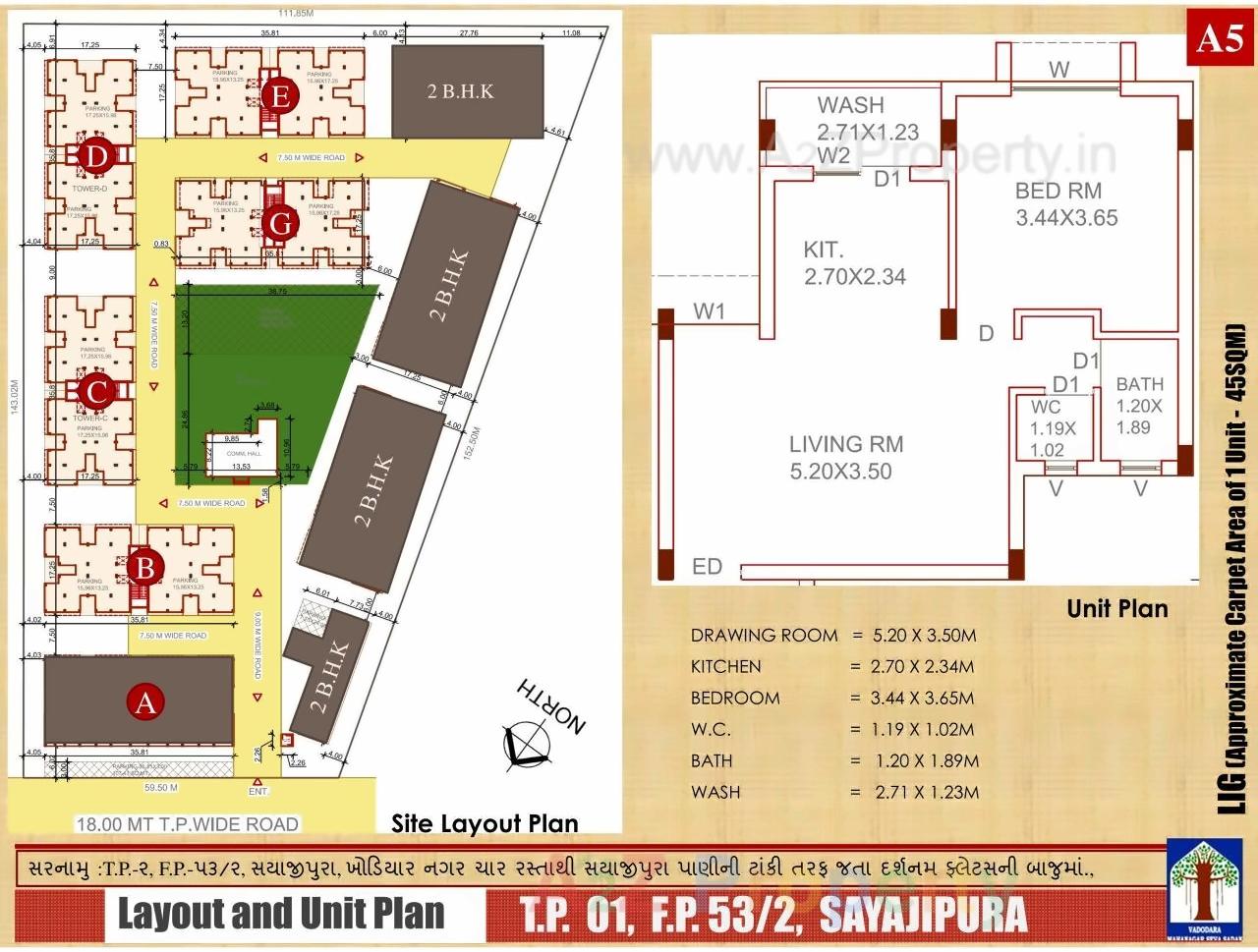 Layout of real estate project Lig Scheme Tp Fp located at Sayajipura, Vadodara, Gujarat