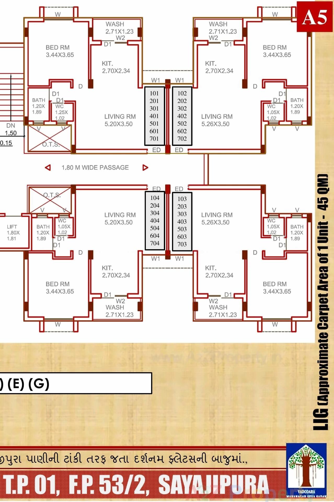 Layout of real estate project Lig Scheme Tp Fp located at Sayajipura, Vadodara, Gujarat