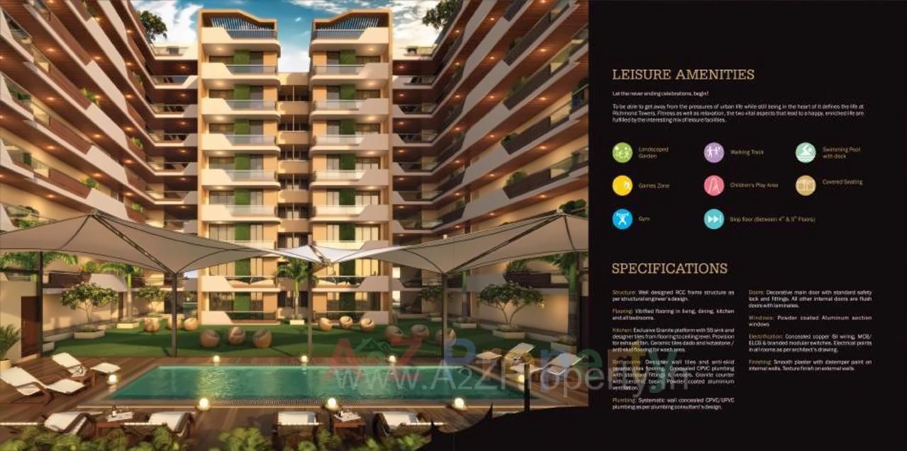 3D Elevation of real estate project Lilleria Paramount   Richmond Towers located at Manjalpur, Vadodara, Gujarat