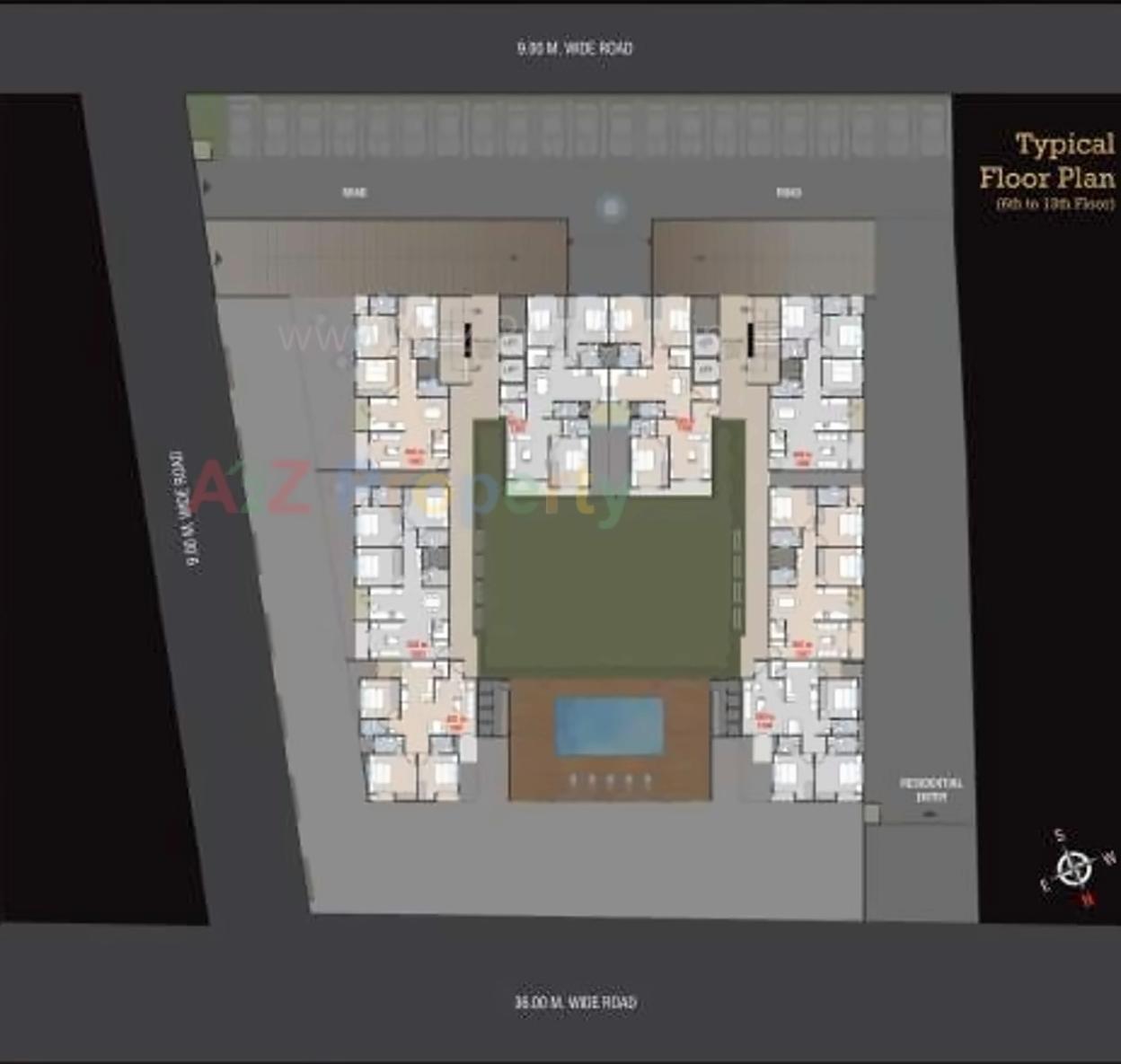 Layout of real estate project Lilleria Paramount   Richmond Towers located at Manjalpur, Vadodara, Gujarat