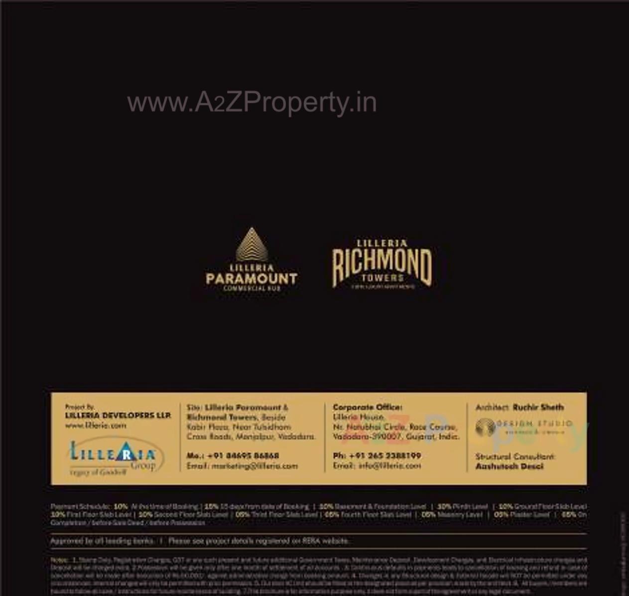  of real estate project Lilleria Paramount   Richmond Towers located at Manjalpur, Vadodara, Gujarat