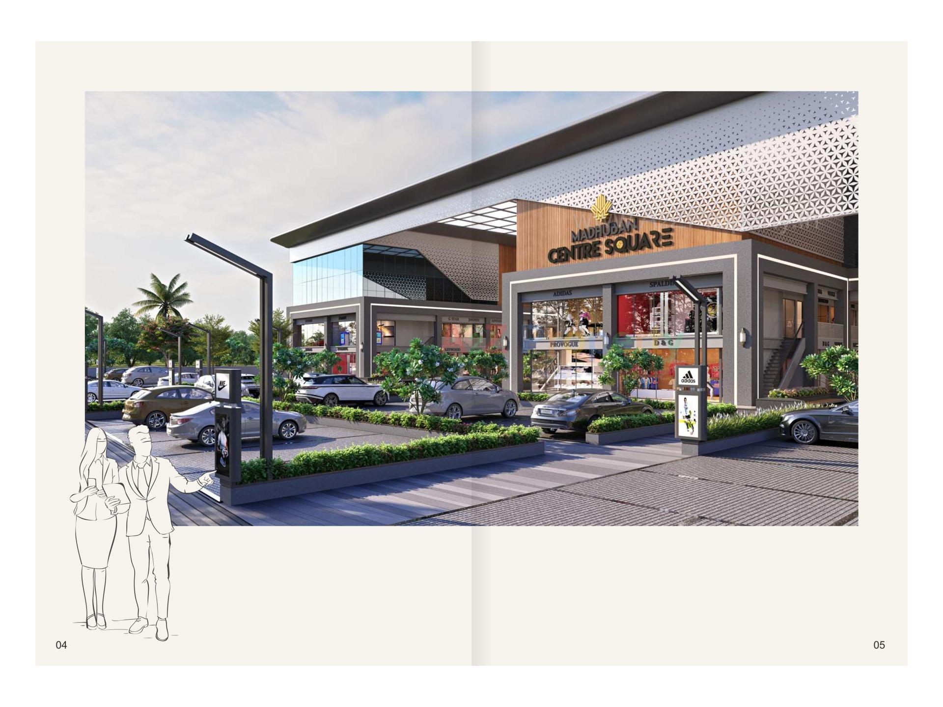 3D Elevation of real estate project Madhuban Centre Square located at Karjan, Vadodara, Gujarat