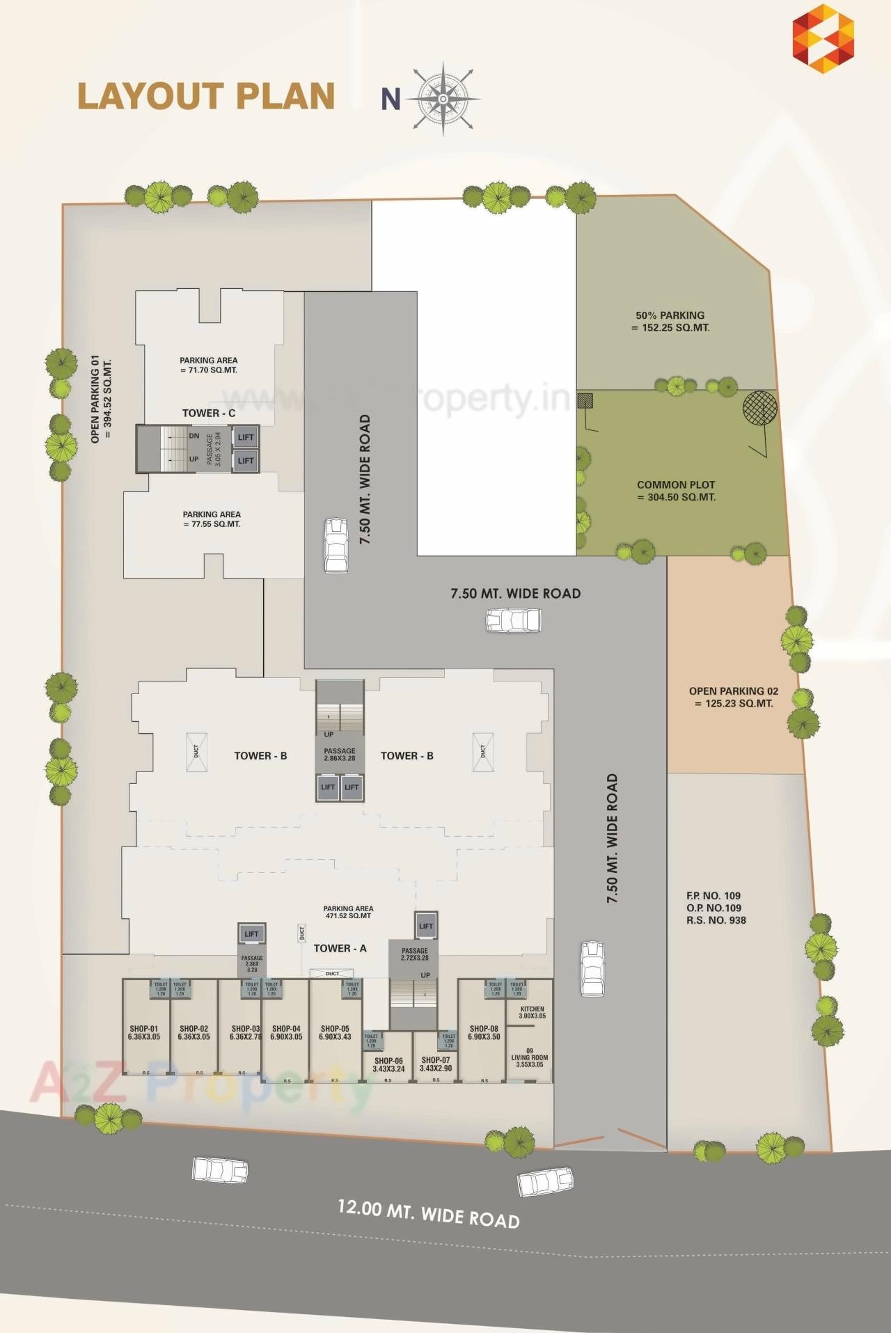 Layout of real estate project Mahant Prime located at Gotri, Vadodara, Gujarat