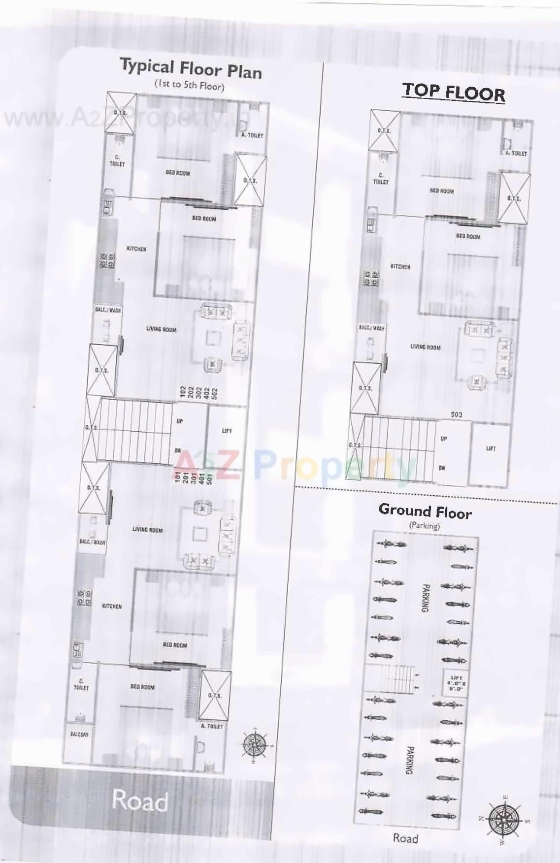Layout of real estate project Malhar Flats located at Vadodara, Vadodara, Gujarat