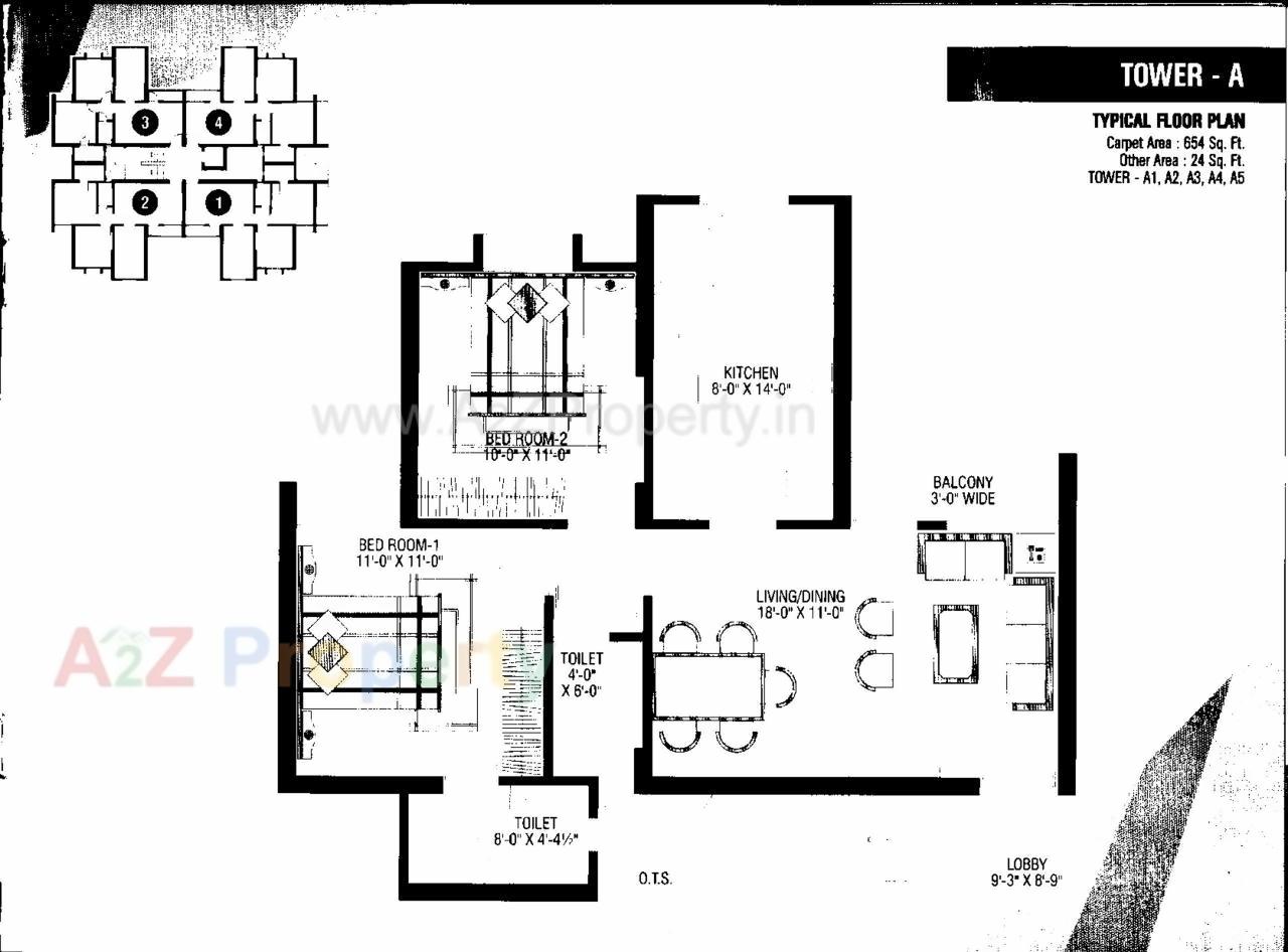 Layout of real estate project Mangla Marvel Tower B 1, B 2, located at Tarsali, Vadodara, Gujarat