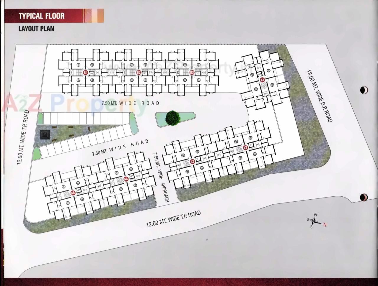 Layout of real estate project Mangla Marvel (tower  A To A 5, Shop  To 40) located at Tarsali, Vadodara, Gujarat