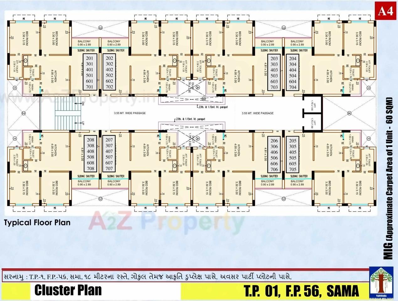 Layout of real estate project Mig Scheme Tp 01 Fp 56 Mmgy located at Sama, Vadodara, Gujarat