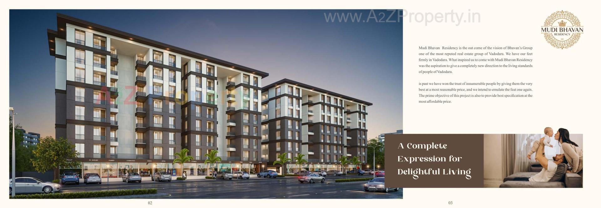 3D Elevation of real estate project Mudibhavan Residency located at Bapod, Vadodara, Gujarat