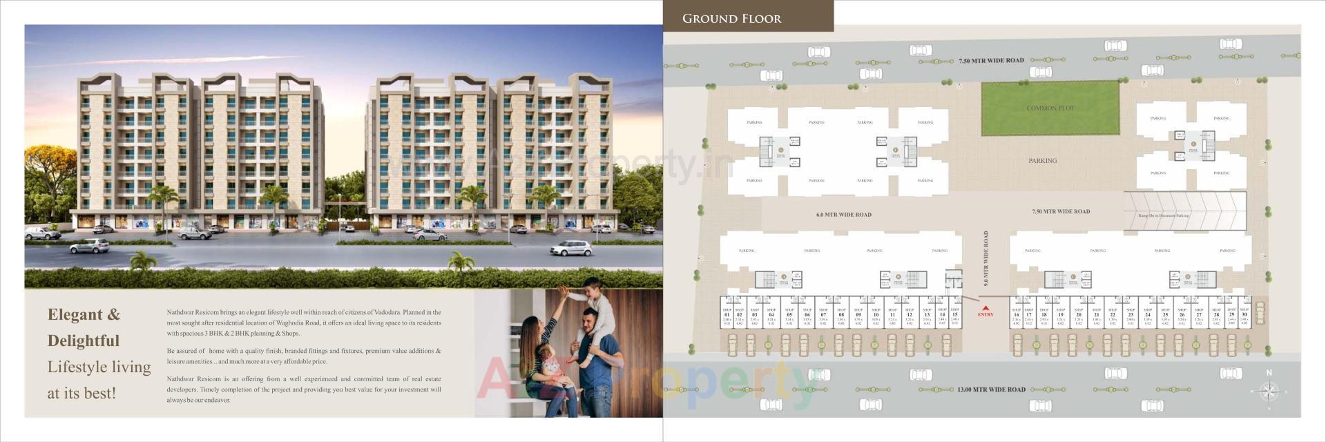 Layout of real estate project Nathdwar Resicom located at Bapod, Vadodara, Gujarat