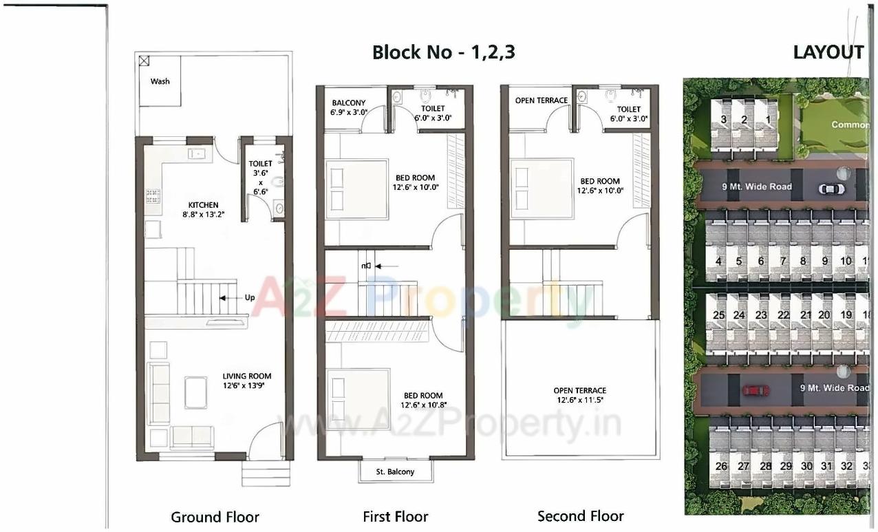 Layout of real estate project Neel Deep Triplex located at Dasharath, Vadodara, Gujarat