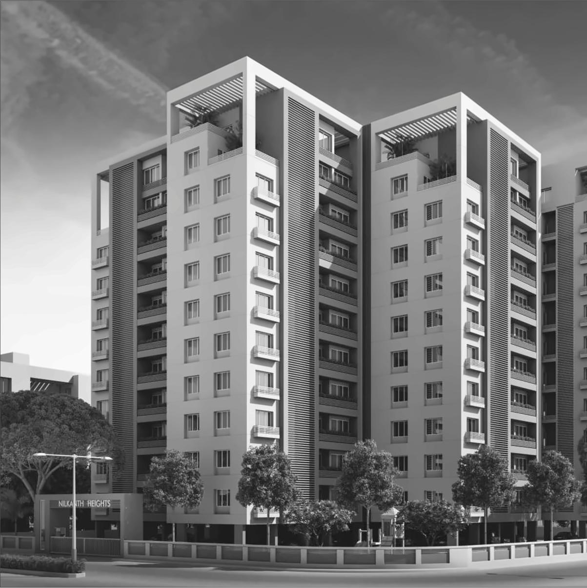 3D Elevation of real estate project Nilkanth Heights located at Sevasi, Vadodara, Gujarat