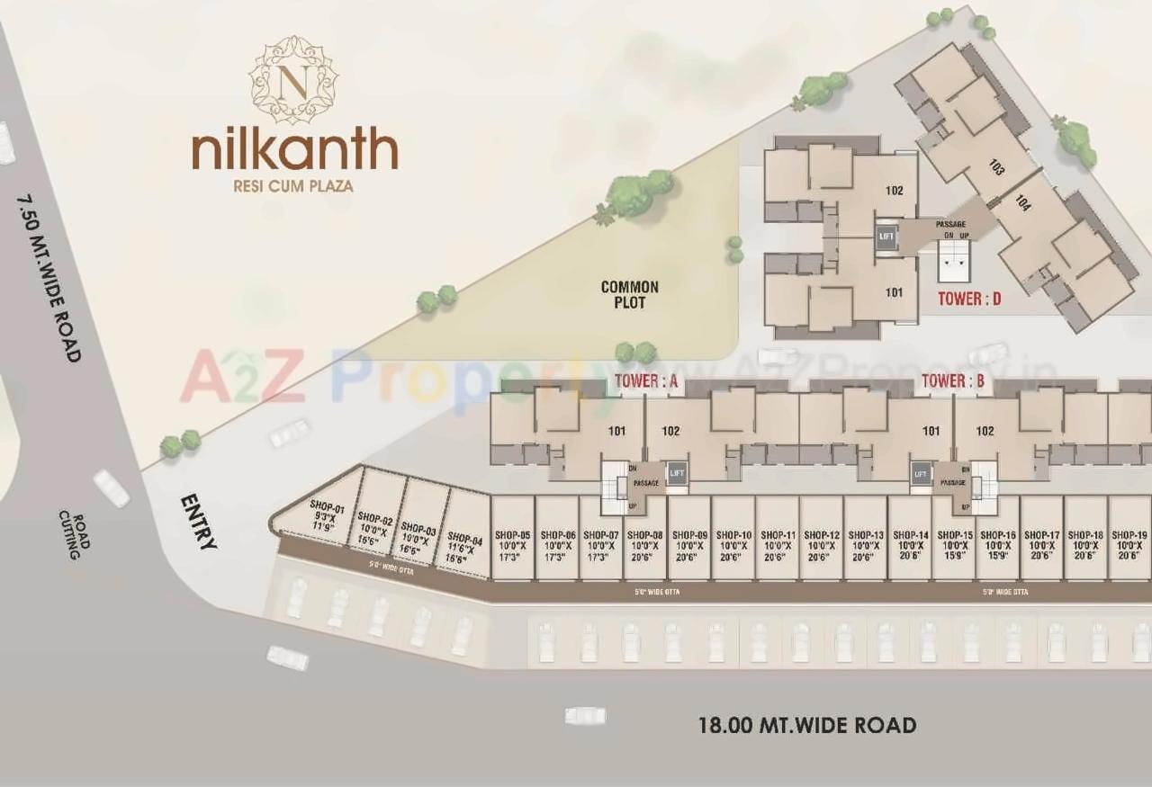 Layout of real estate project Nilkanth Resi Cum Plaza located at Danteshwar, Vadodara, Gujarat