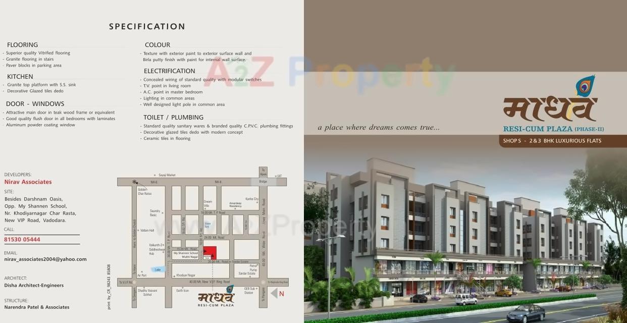 Layout of real estate project Madhav Resi Cum Plaza located at Sayajipura, Vadodara, Gujarat