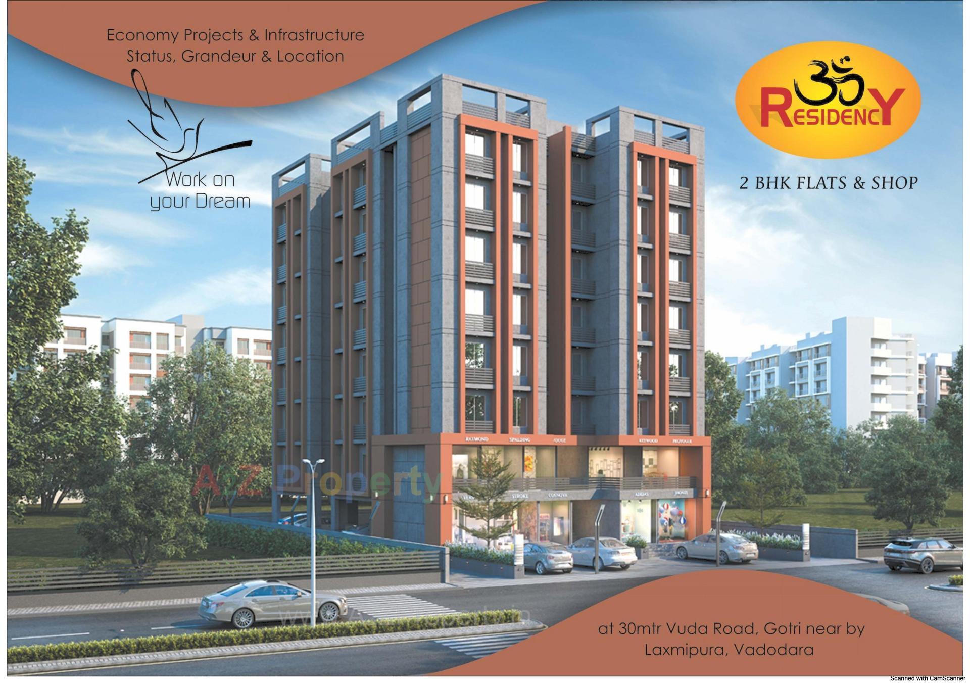 3D Elevation of real estate project Om Residency located at Gotri, Vadodara, Gujarat