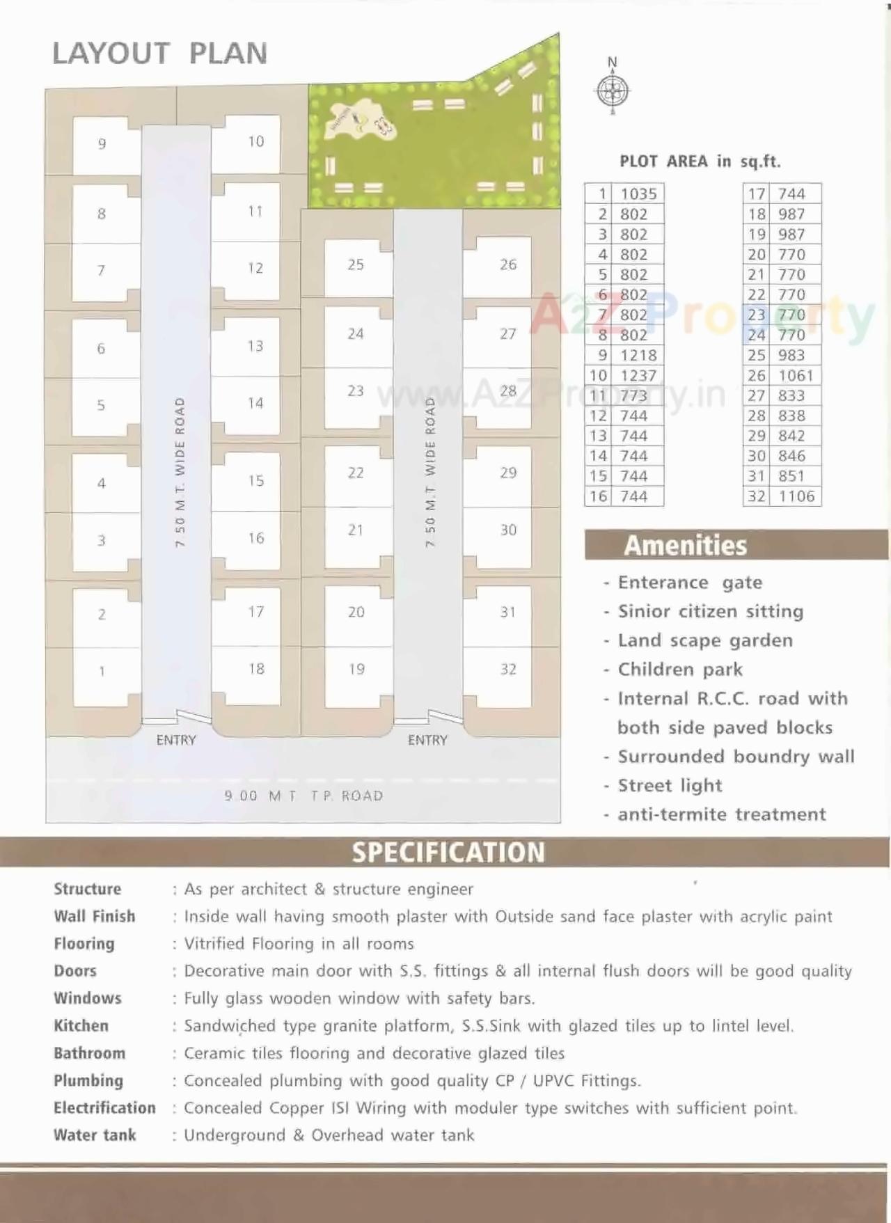 Layout of real estate project Om Upvan located at Bapod, Vadodara, Gujarat