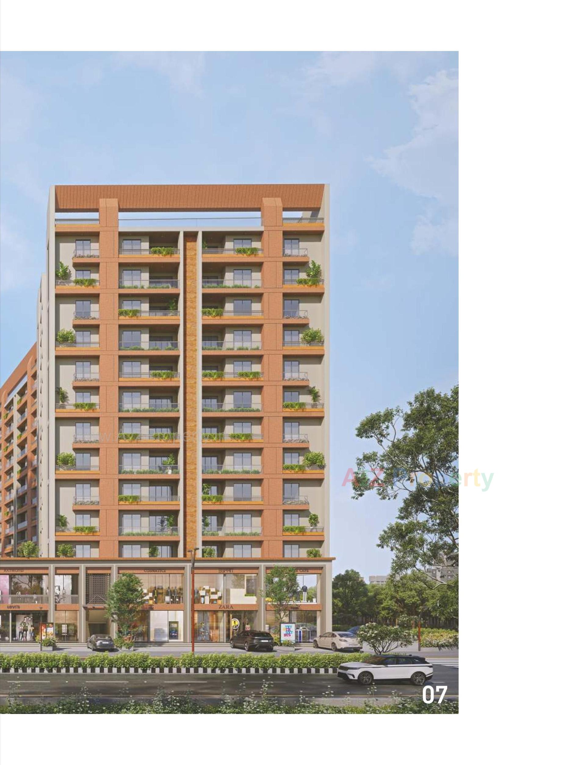 3D Elevation of real estate project Omkara Skylines located at Kareli, Vadodara, Gujarat