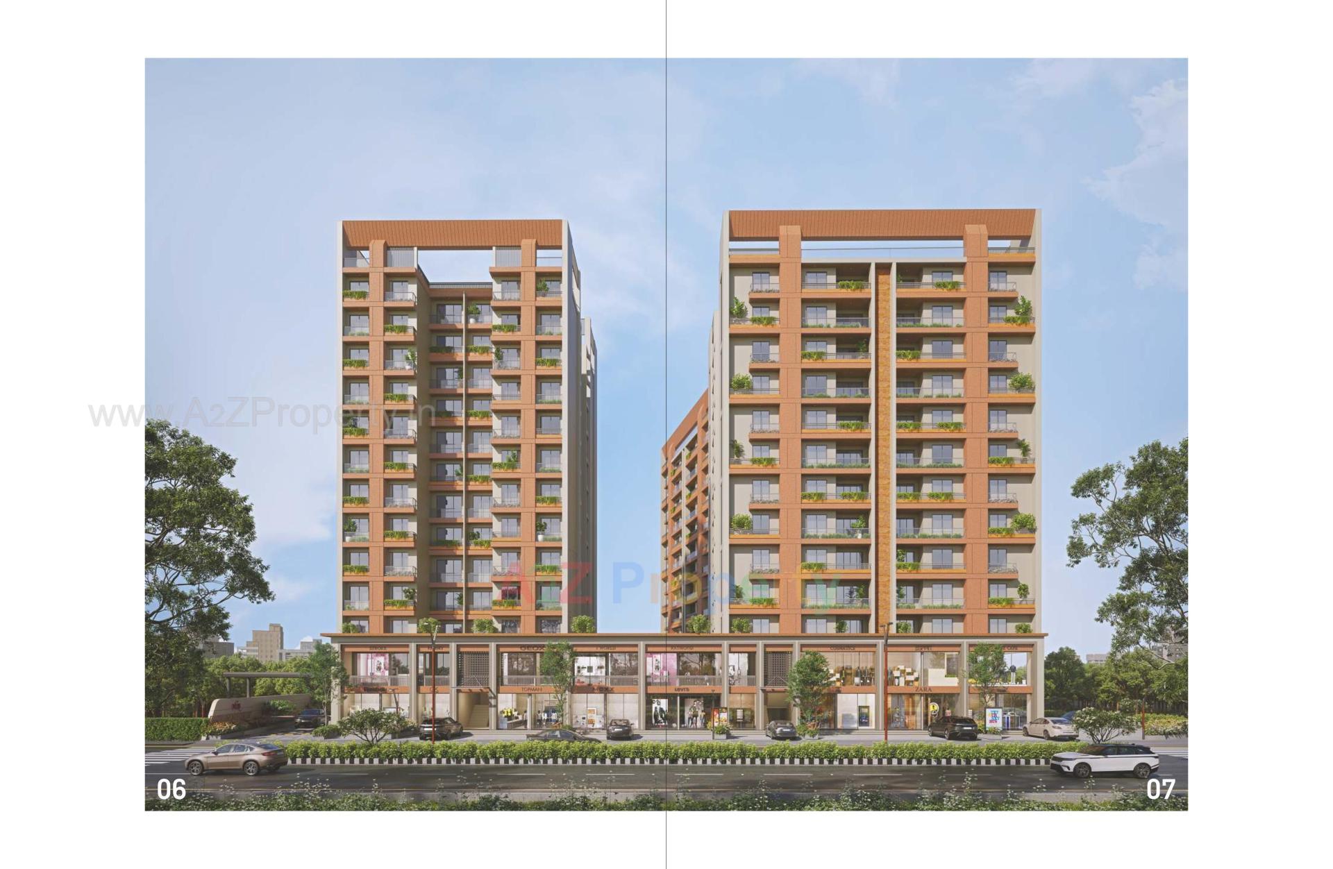 3D Elevation of real estate project Omkara Skylines located at Kareli, Vadodara, Gujarat