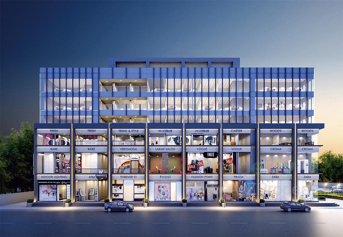 3D Elevation of real estate project One West located at Sevasi, Vadodara, Gujarat