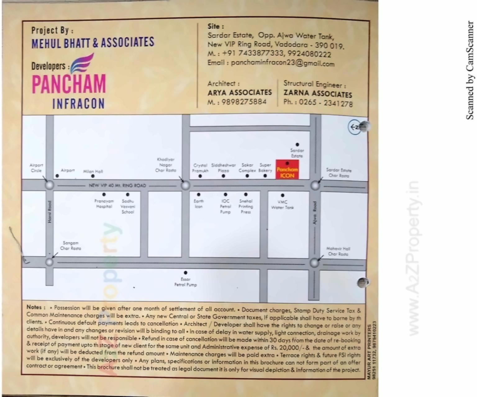 Layout of real estate project Pancham Icon located at Sayajipura, Vadodara, Gujarat