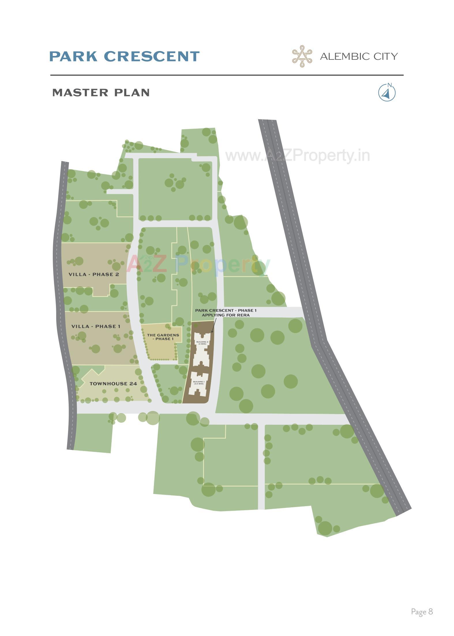 Layout of real estate project Park Crescent located at Gorwa, Vadodara, Gujarat