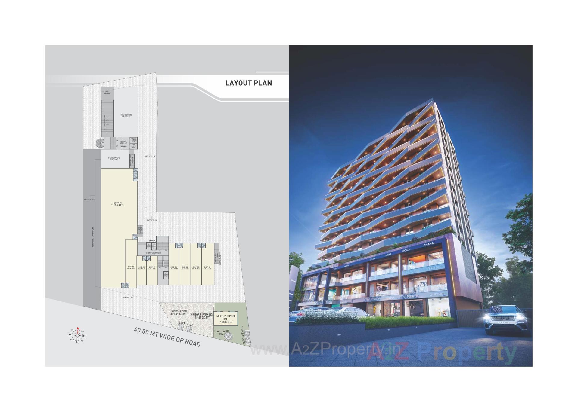 3D Elevation of real estate project Park Platinum located at Vadsar, Vadodara, Gujarat