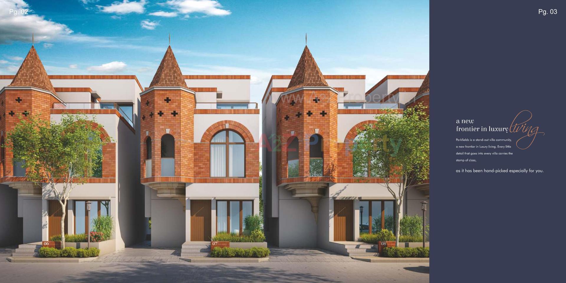 3D Elevation of real estate project Parkfields located at Tarsali, Vadodara, Gujarat