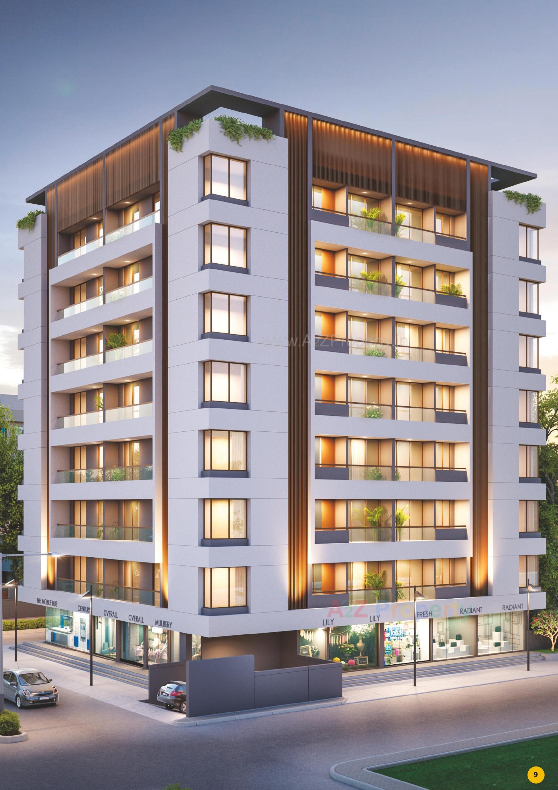 3D Elevation of real estate project Parshwa Hiya Harmony located at Manjalpur, Vadodara, Gujarat