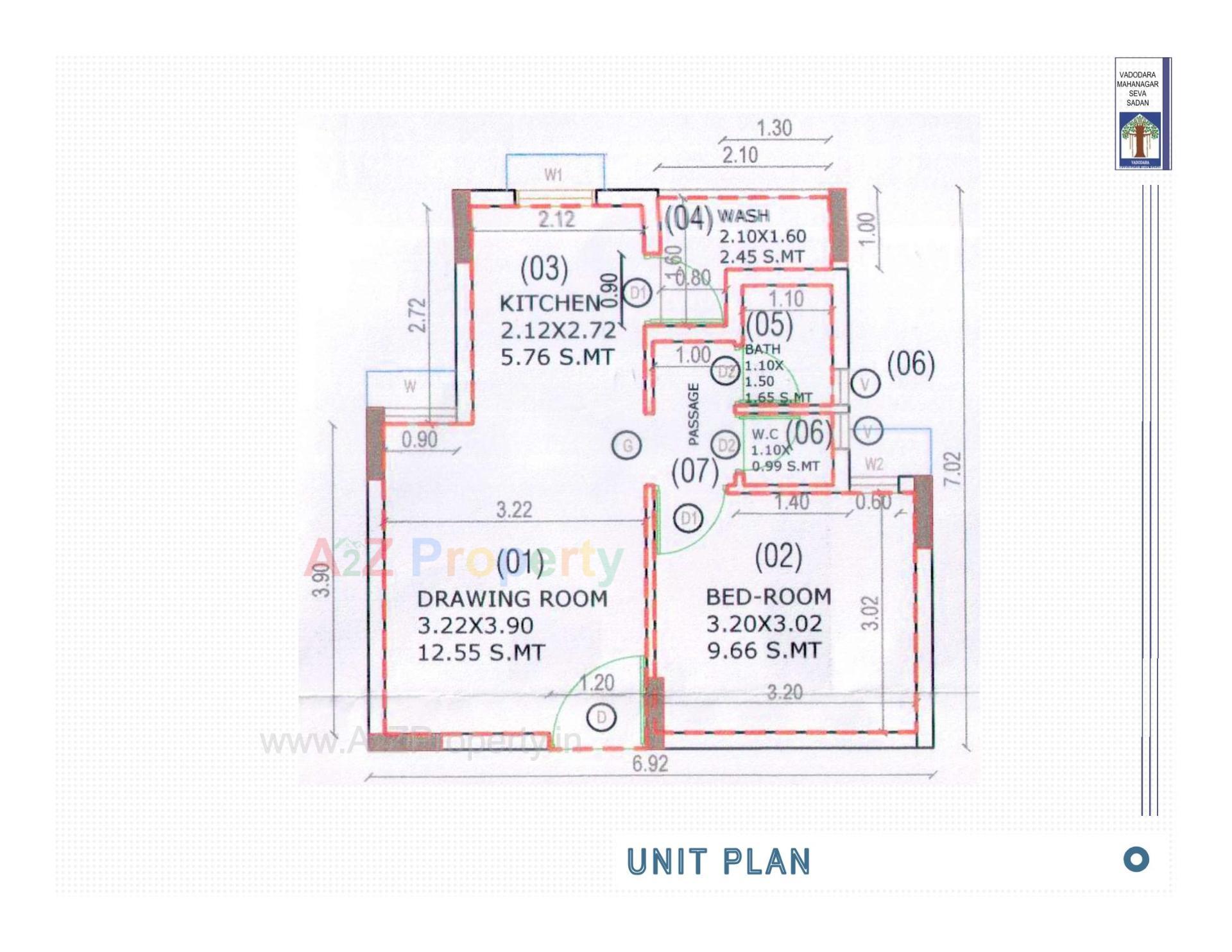 Layout of real estate project Pmay, Ews, Tp 28, Fp 152/1+152/2, R S 585/1 Atladra located at Atladra, Vadodara, Gujarat